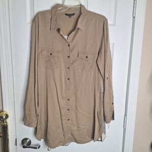 John Mark Tan Button-Up Shirt Size XL
